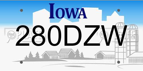 280DZW Iowa License Plate