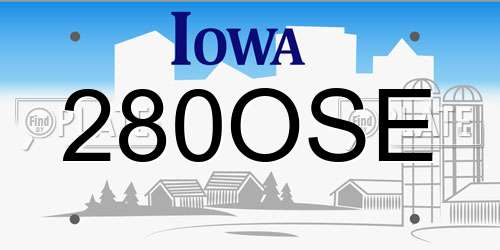 280OSE Iowa License Plate
