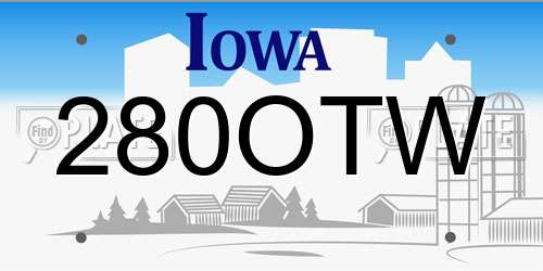 280OTW Iowa License Plate