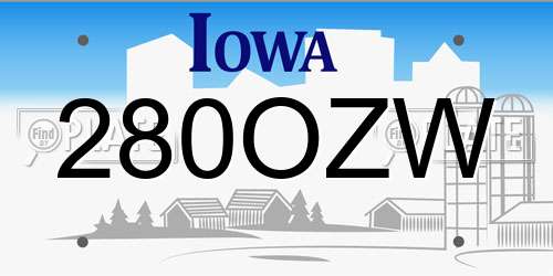 280OZW Iowa License Plate