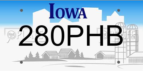 280PHB Iowa License Plate