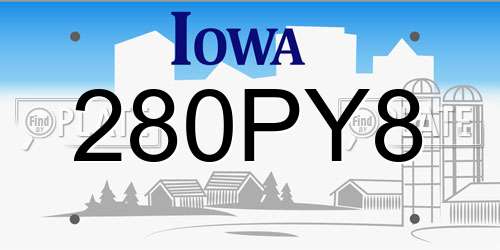 280PY8 Iowa License Plate