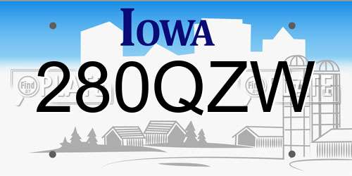 280QZW Iowa License Plate