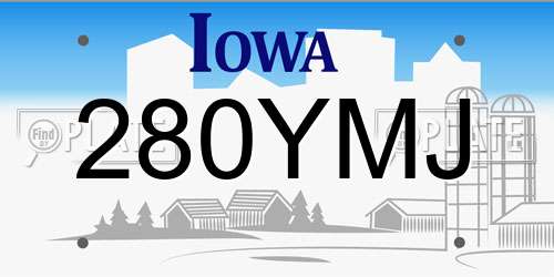 280YMJ Iowa License Plate