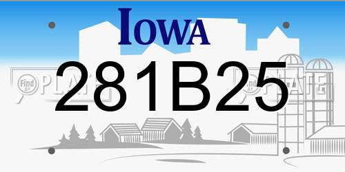 281B25 Iowa License Plate