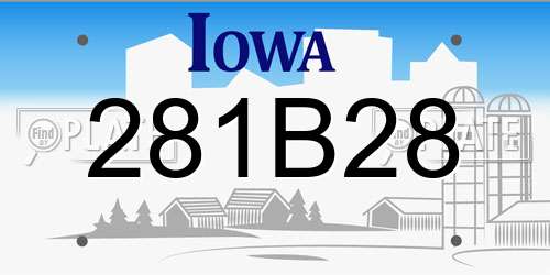 281B28 Iowa License Plate