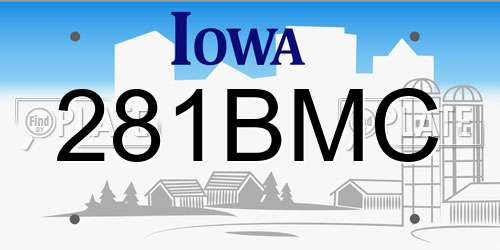 281BMC Iowa License Plate