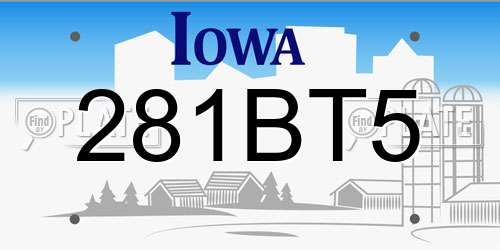 281BT5 Iowa License Plate