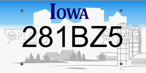 281BZ5 Iowa License Plate