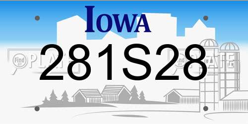 281S28 Iowa License Plate