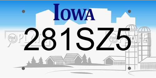 281SZ5 Iowa License Plate