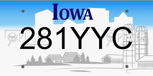 281YYC Iowa License Plate