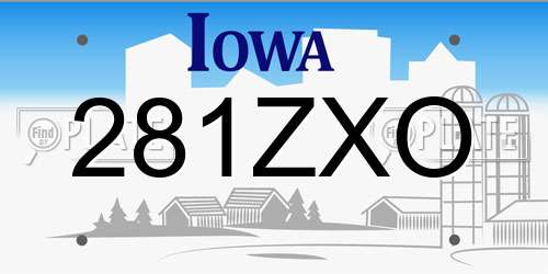 281ZXO Iowa License Plate