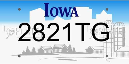 2821TG Iowa License Plate