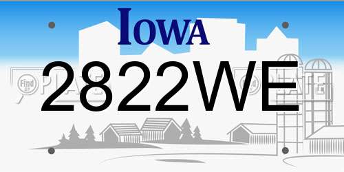 2822WE Iowa License Plate