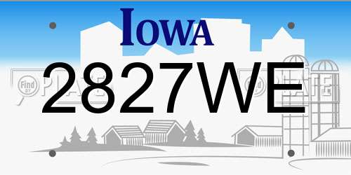 2827WE Iowa License Plate
