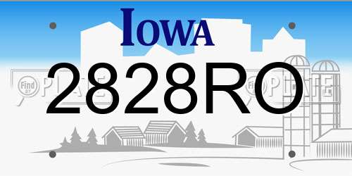 2828RO Iowa License Plate