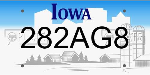 282AG8 Iowa License Plate