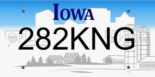 282KNG Iowa License Plate