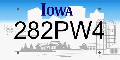 282PW4 Iowa License Plate