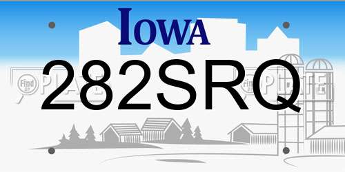282SRQ Iowa License Plate