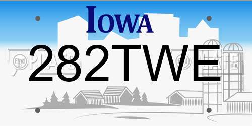 282TWE Iowa License Plate