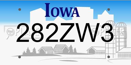 282ZW3 Iowa License Plate