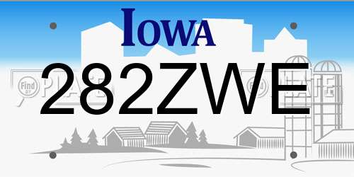 282ZWE Iowa License Plate