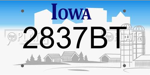 2837BT Iowa License Plate