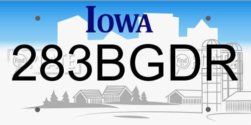 283BGDR Iowa License Plate