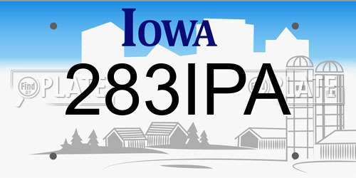 283IPA Iowa License Plate