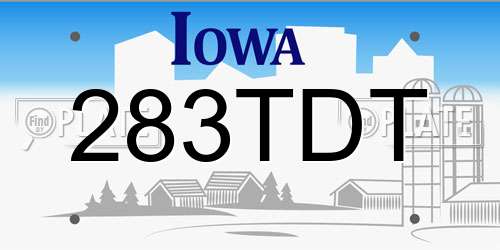 283TDT Iowa License Plate