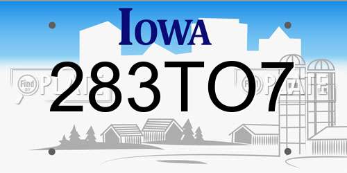 283TO7 Iowa License Plate