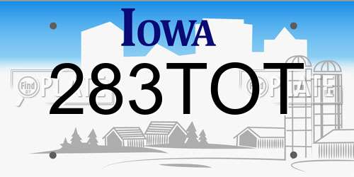 283TOT Iowa License Plate