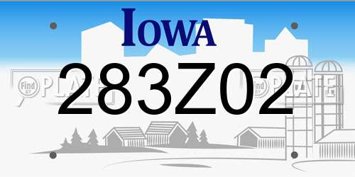 283Z02 Iowa License Plate
