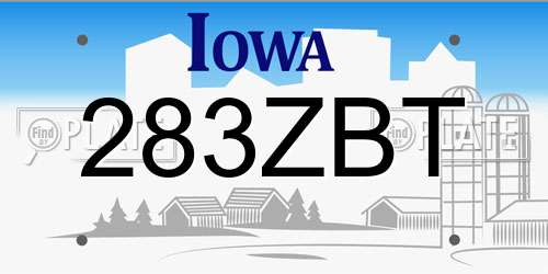 283ZBT Iowa License Plate
