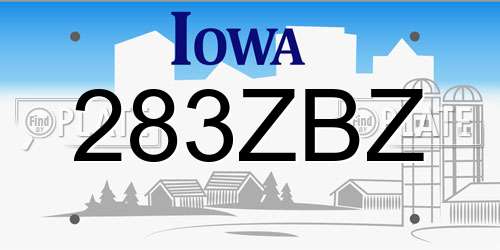 283ZBZ Iowa License Plate