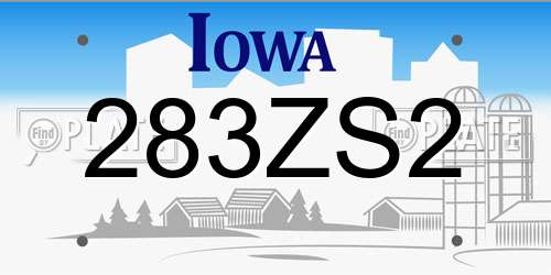 283ZS2 Iowa License Plate