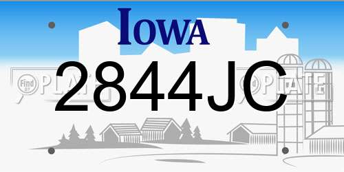 2844JC Iowa License Plate