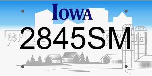 2845SM Iowa License Plate