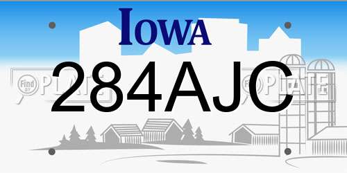 284AJC Iowa License Plate