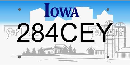 284CEY Iowa License Plate
