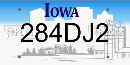 284DJ2 Iowa License Plate