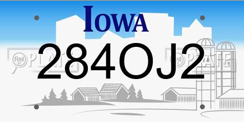 284OJ2 Iowa License Plate