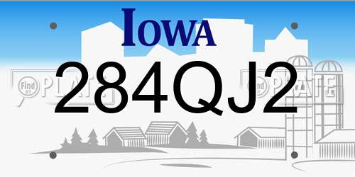 284QJ2 Iowa License Plate