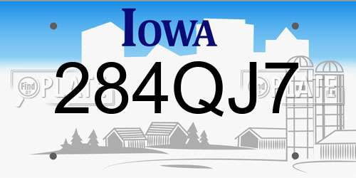 284QJ7 Iowa License Plate