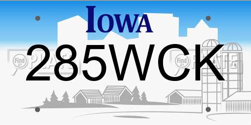 285WCK Iowa License Plate