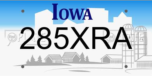285XRA Iowa License Plate