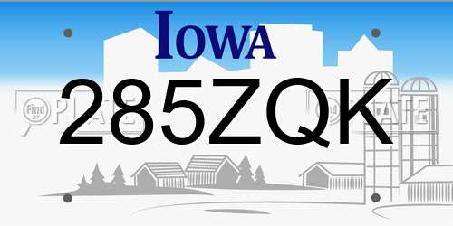 285ZQK Iowa License Plate