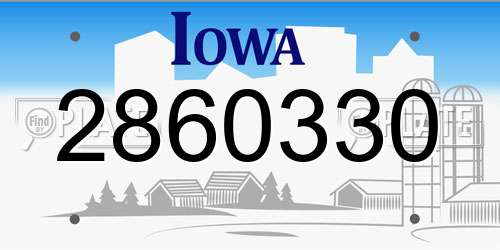 2860330 Iowa License Plate